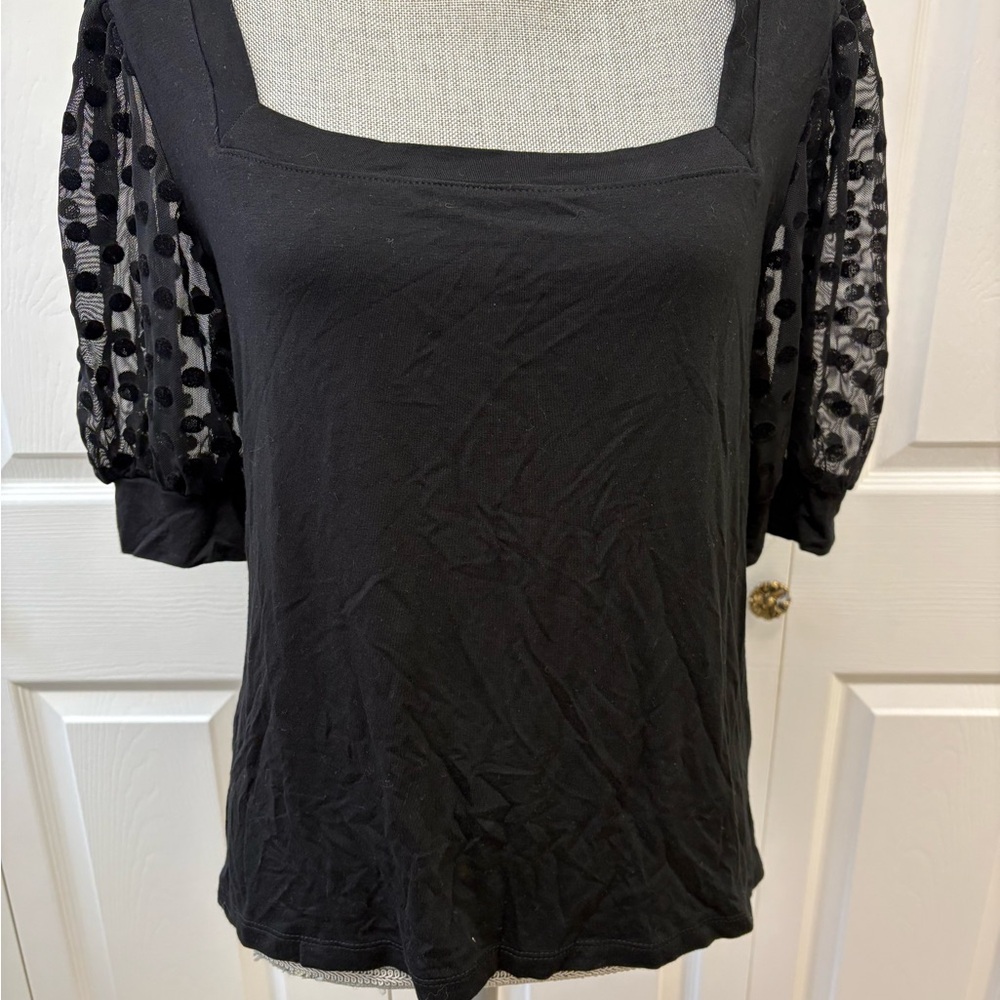 Storm Black Square Neck Puff Sleeve Blouse